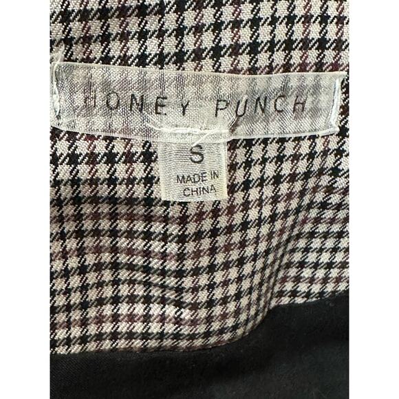 Honey Punch black red checkered doble breast coat size small - Picture 3 of 15